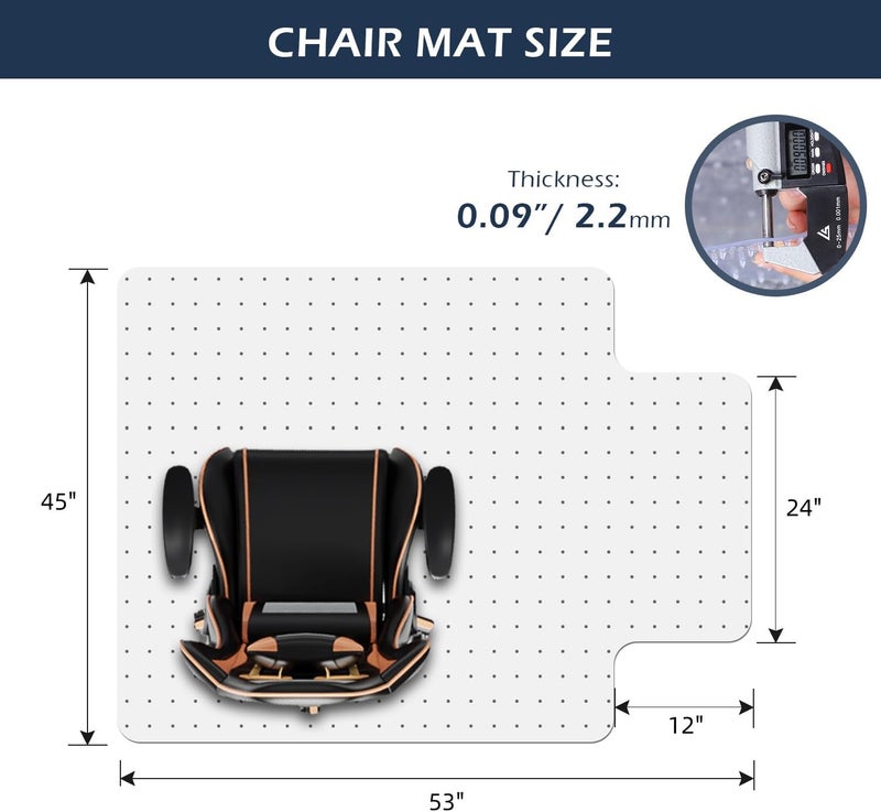 SALLOUS Clear Chair Mat for Carpet, 53" x 45" Heavy Duty Vinyl Floor Mat for Carpeted Floors, Gaming Chair Mat with Tap, Rolling Under Desk Floor Mat for Home Office - Image 2